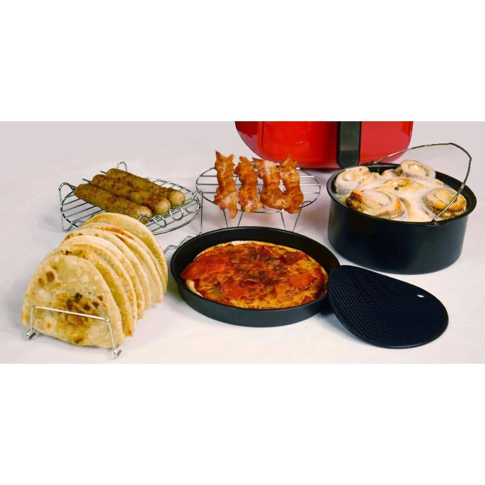 GoWISE USA 8-in-1 5.8 Qt. Chili Red Air Fryer with 6-Piece Accessory Set and 50-Recipes Book 10 GoWISE USA 8-in-1 5.8 Qt. Chili Red Air Fryer with 6-Piece Accessory Set and 50-Recipes Book - Image 8