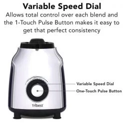 Tribest 42 oz. 4-Speed Chrome Personal Blender 15 Tribest 42 oz. 4-Speed Chrome Personal Blender -Air Fryers shop chrome tribest countertop blenders pbg 5050 a 76 1000