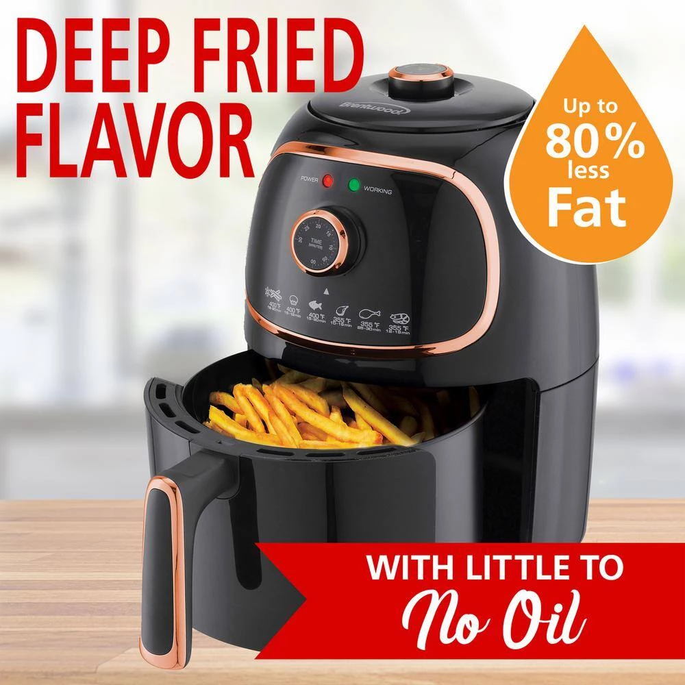 Brentwood AF-202BK 2 qt. Copper Small Electric Air Fryer with Timer and Temp Control 6 Brentwood AF-202BK 2 qt. Copper Small Electric Air Fryer with Timer and Temp Control - Image 4