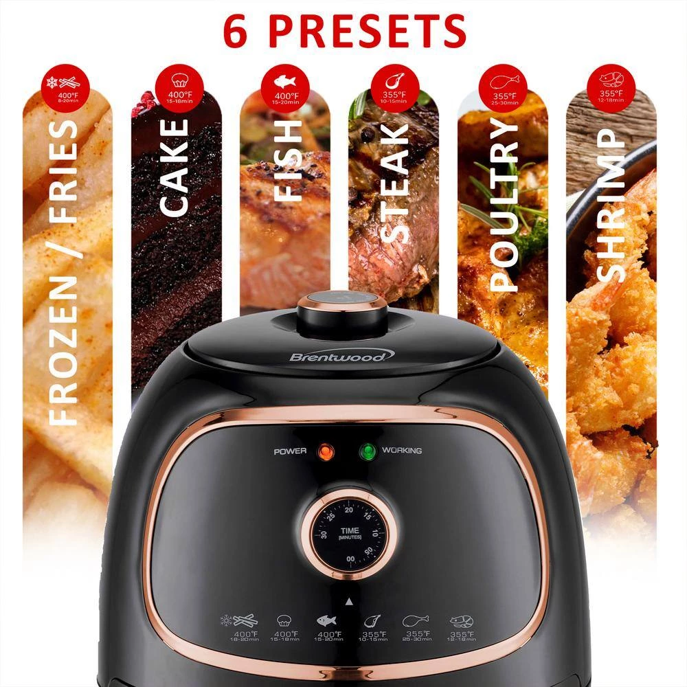 Brentwood AF-202BK 2 qt. Copper Small Electric Air Fryer with Timer and Temp Control 5 Brentwood AF-202BK 2 qt. Copper Small Electric Air Fryer with Timer and Temp Control - Image 3