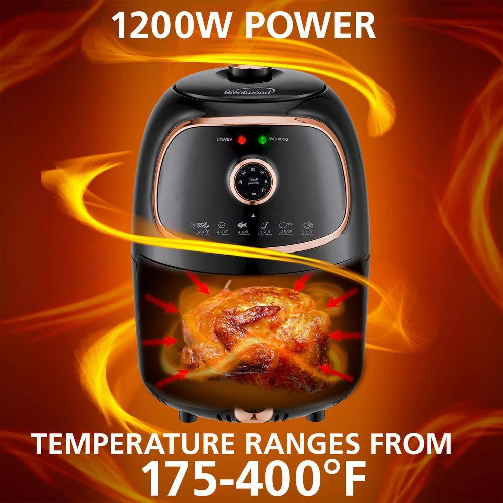 Brentwood AF-202BK 2 qt. Copper Small Electric Air Fryer with Timer and Temp Control 4 Brentwood AF-202BK 2 qt. Copper Small Electric Air Fryer with Timer and Temp Control - Image 2