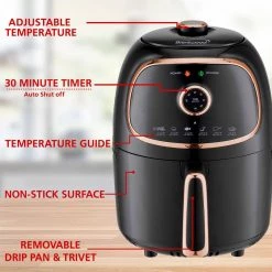Brentwood AF-202BK 2 qt. Copper Small Electric Air Fryer with Timer and Temp Control 14 Brentwood AF-202BK 2 qt. Copper Small Electric Air Fryer with Timer and Temp Control -Air Fryers shop copper brentwood air fryers 985115499m fa 1000