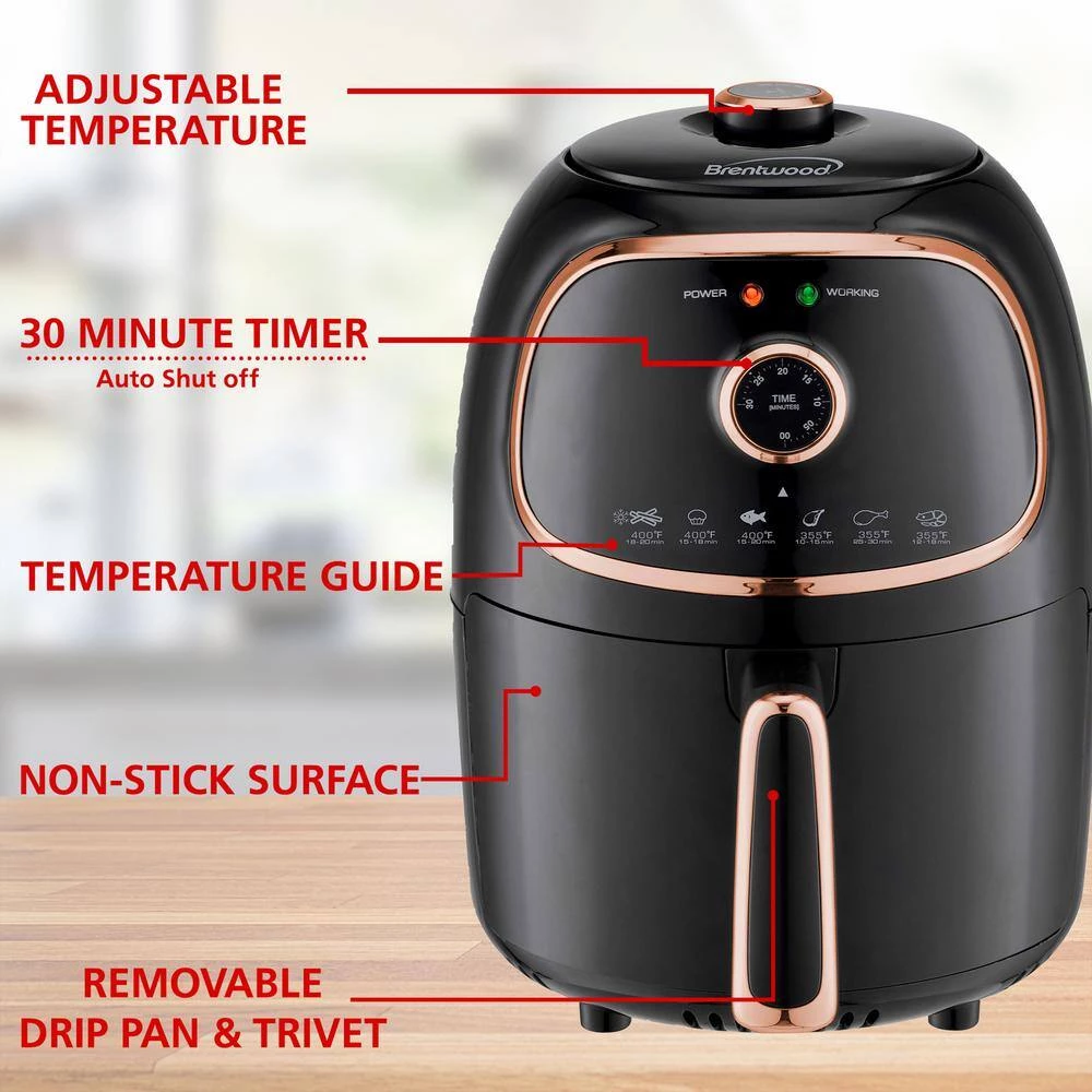 Brentwood AF-202BK 2 qt. Copper Small Electric Air Fryer with Timer and Temp Control 8 Brentwood AF-202BK 2 qt. Copper Small Electric Air Fryer with Timer and Temp Control - Image 6