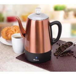 Euro Cuisine 8-Cup Copper Electric Percolator -Air Fryers shop copper euro cuisine percolators per08 4f 1000