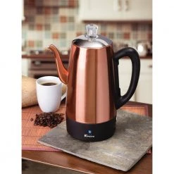 Euro Cuisine 12-Cup Copper Electric Percolator -Air Fryers shop copper euro cuisine percolators per12 4f 1000