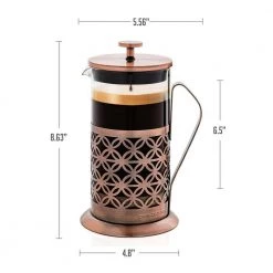 OVENTE 8-Cup Copper French Press Coffee Maker with 4 Level Mesh Filter -Air Fryers shop copper ovente french presses fsf34c 66 1000