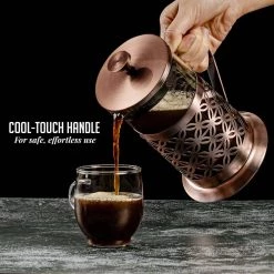 OVENTE 8-Cup Copper French Press Coffee Maker with 4 Level Mesh Filter -Air Fryers shop copper ovente french presses fsf34c 76 1000