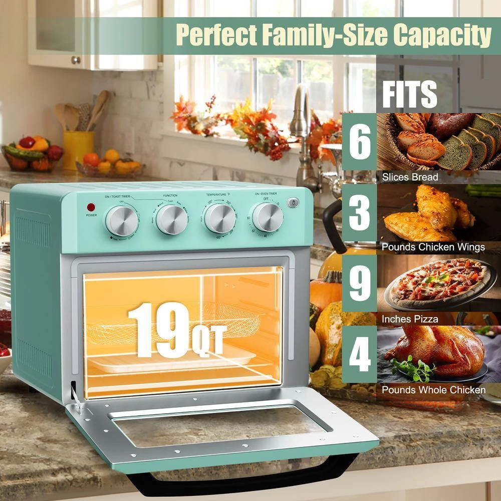 Costway 19 qt. Mint green Air Fryer Toaster Oven 7 Costway 19 qt. Mint green Air Fryer Toaster Oven - Image 5