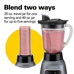 Hamilton Beach Wave Crusher 40 oz. 6-Speed Gray Blender with 20 oz. Travel Jar 13 Hamilton Beach Wave Crusher 40 oz. 6-Speed Gray Blender with 20 oz. Travel Jar -Air Fryers shop grey hamilton beach countertop blenders 58181 4f 1000