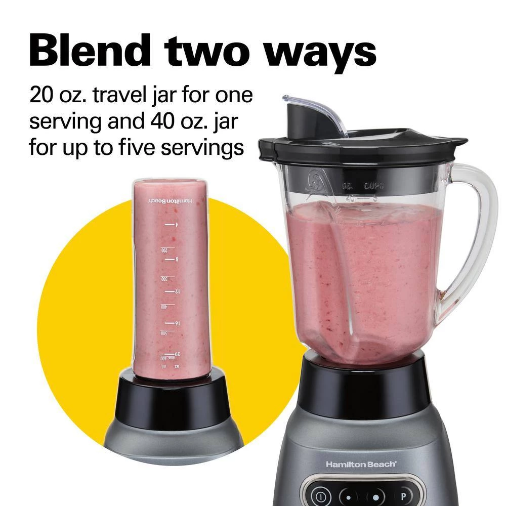 Hamilton Beach Wave Crusher 40 oz. 6-Speed Gray Blender with 20 oz. Travel Jar 6 Hamilton Beach Wave Crusher 40 oz. 6-Speed Gray Blender with 20 oz. Travel Jar - Image 4