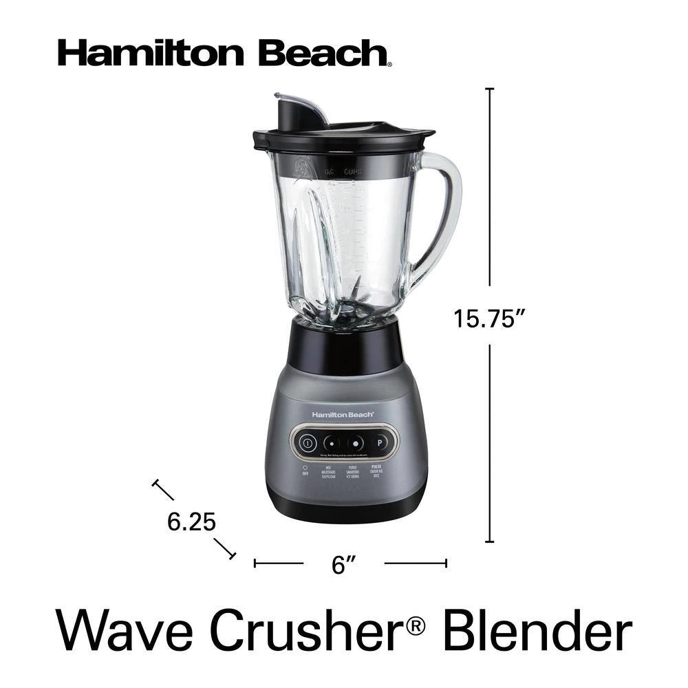 Hamilton Beach Wave Crusher 40 oz. 6-Speed Gray Blender with 20 oz. Travel Jar 4 Hamilton Beach Wave Crusher 40 oz. 6-Speed Gray Blender with 20 oz. Travel Jar - Image 2