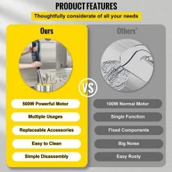 VEVOR Commercial Immersion Blender 500 Watt Hand Held Mixer with 15.7 in. Removable Shaft Constant Speed 16000RPM -Air Fryers shop grey vevor immersion blenders scjbqds500w40cm01v1 fa 1000