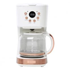 HADEN 12-Cup Ivory and Copper Retro Style Drip Coffee Maker with Strength Control and Timer