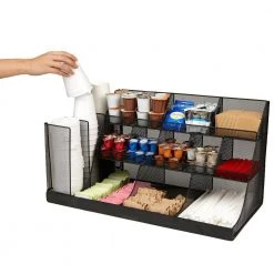 Mind Reader 14-Compartment 3-Tier Large Breakroom Condiment Organizer Black Metal Mesh -Air Fryers shop mind reader coffee accessories cmg2mesh blk 44 1000