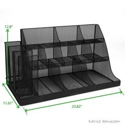 Mind Reader 14-Compartment 3-Tier Large Breakroom Condiment Organizer Black Metal Mesh -Air Fryers shop mind reader coffee accessories cmg2mesh blk 76 1000
