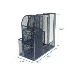 Mind Reader Black Metal Mesh Coffee Condiment Organizer with 2 Storage Drawers -Air Fryers shop mind reader coffee accessories meshcad blk 44 1000