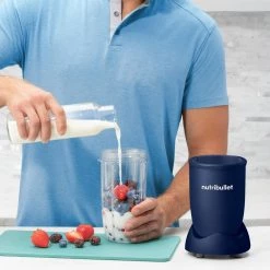 NutriBullet 0.9 oz. Single Speed All Matte Navy Blue Pro Single Serve Blender (900W) -Air Fryers shop monochrome navy blue nutribullet countertop blenders nb9 1301anb fa 1000