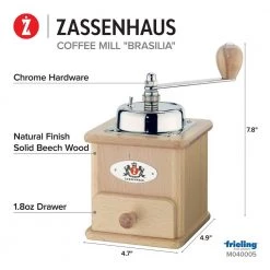 ZASSENHAUS Brasilia Natural Beechwood Manual Coffee Mill 14 ZASSENHAUS Brasilia Natural Beechwood Manual Coffee Mill -Air Fryers shop natural beech wood zassenhaus coffee grinders m040005 31 1000