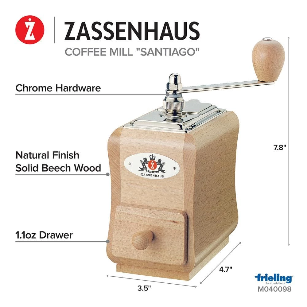 ZASSENHAUS Santiago Natural Beechwood Manual Coffee Mill 7 ZASSENHAUS Santiago Natural Beechwood Manual Coffee Mill - Image 5