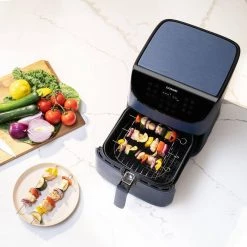 Cosori Premium 5.8 qt. Navy Blue Air Fryer with Bonus Skewer Rack Set -Air Fryers shop navy blue cosori air fryers kaapafcsnus0070y 31 1000