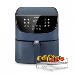 Cosori Premium 5.8 qt. Navy Blue Air Fryer with Bonus Skewer Rack Set -Air Fryers shop navy blue cosori air fryers kaapafcsnus0070y fa 1000 1
