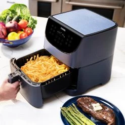 Cosori Premium 5.8 qt. Navy Blue Air Fryer with Bonus Skewer Rack Set -Air Fryers shop navy blue cosori air fryers kaapafcsnus0070y fa 1000