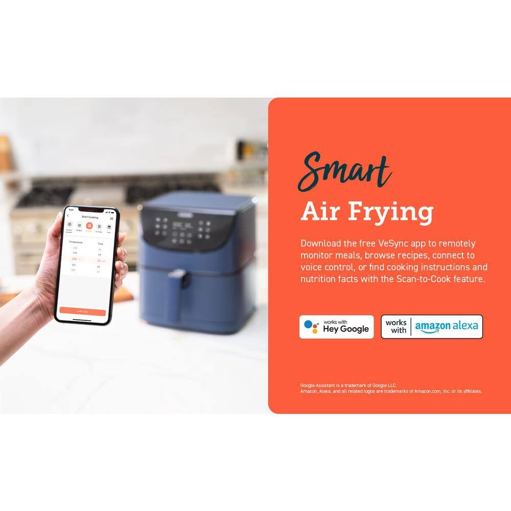 Cosori Smart 5.8 qt. Navy Blue Air Fryer with Bonus Skewer Set 6 Cosori Smart 5.8 qt. Navy Blue Air Fryer with Bonus Skewer Set - Image 4