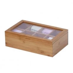 Oceanstar 8-Compartment Bamboo Tea Box with Hinged Lid -Air Fryers shop oceanstar coffee accessories tb1323 1f 1000