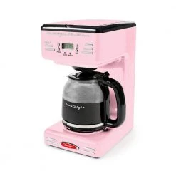 Nostalgia 12 Cup Pink Drip Coffee Maker with Reusable Filter