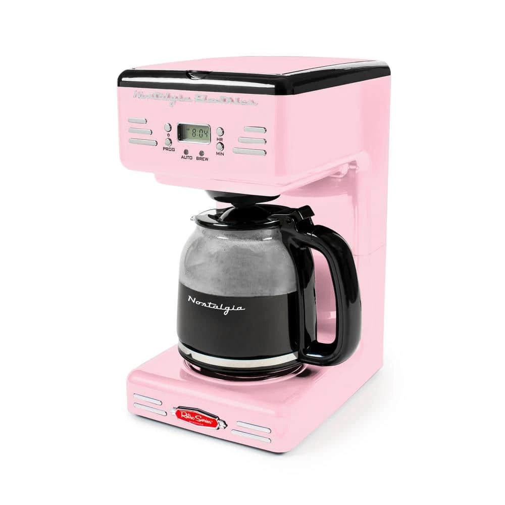 Nostalgia 12 Cup Pink Drip Coffee Maker with Reusable Filter 3 Nostalgia 12 Cup Pink Drip Coffee Maker with Reusable Filter