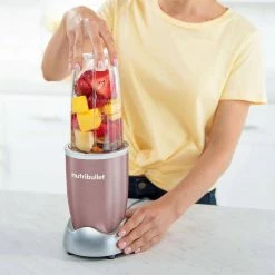 NutriBullet Pro 32 oz. Single Speed Rose Gold Blender with 24 oz. Cup and Lids -Air Fryers shop pink nutribullet countertop blenders nb9 0901rg 44 1000
