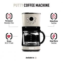 HADEN Dorset/Cotswold 12-Cup Putty Retro Style Coffee Maker Programmable with Strength Control and Timer -Air Fryers shop putty haden drip coffee makers 75028 c3 1000