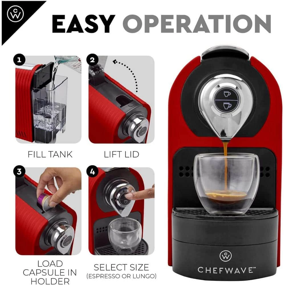 CHEFWAVE 3-Cup Red Stainless Steel Espresso Machine 6 CHEFWAVE 3-Cup Red Stainless Steel Espresso Machine - Image 4