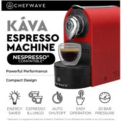 CHEFWAVE 3-Cup Red Stainless Steel Espresso Machine 9 CHEFWAVE 3-Cup Red Stainless Steel Espresso Machine -Air Fryers shop red espresso machines cw ncm01r 4f 1000