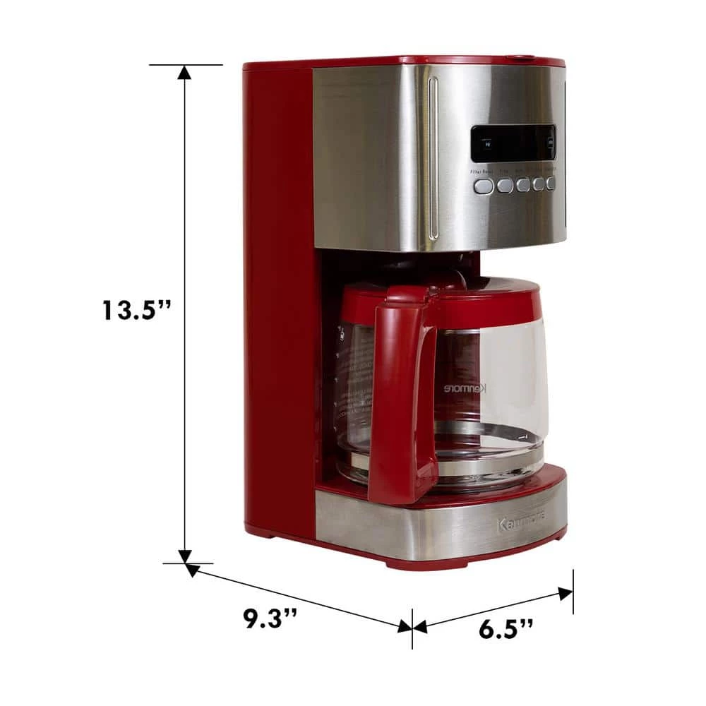 Kenmore Aroma Control 12-Cup Programmable Coffee Maker, Red and Stainless Steel, Reusable Filter 4 Kenmore Aroma Control 12-Cup Programmable Coffee Maker, Red and Stainless Steel, Reusable Filter - Image 2