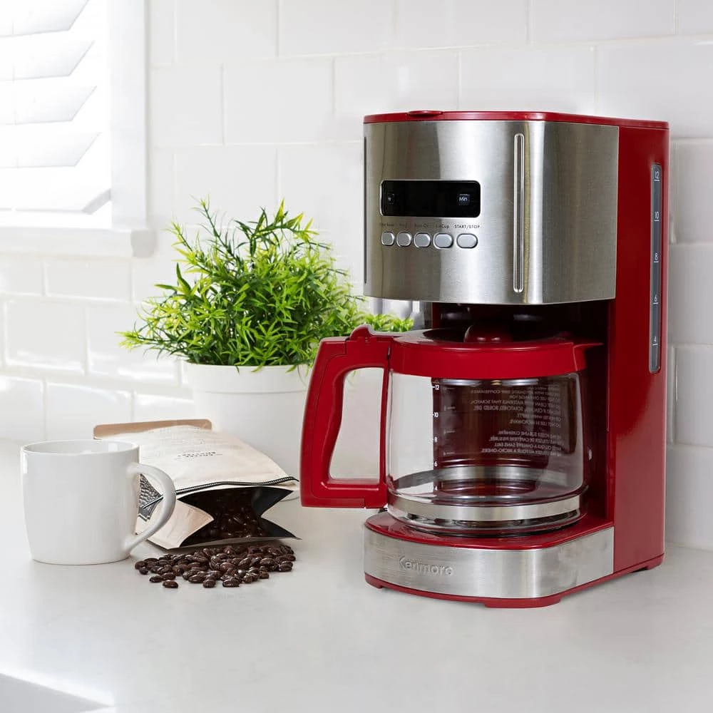 Kenmore Aroma Control 12-Cup Programmable Coffee Maker, Red and Stainless Steel, Reusable Filter 5 Kenmore Aroma Control 12-Cup Programmable Coffee Maker, Red and Stainless Steel, Reusable Filter - Image 3