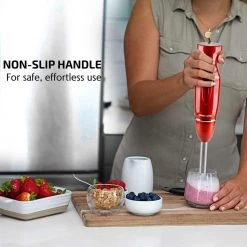 OVENTE Immersion Blender, Stainless Steel Blades, 300W Multipurpose Hand Mixer, 2-Speed Settings, Red (HS560R) 19 OVENTE Immersion Blender, Stainless Steel Blades, 300W Multipurpose Hand Mixer, 2-Speed Settings, Red (HS560R) -Air Fryers shop red ovente immersion blenders hs560r 1f 1000