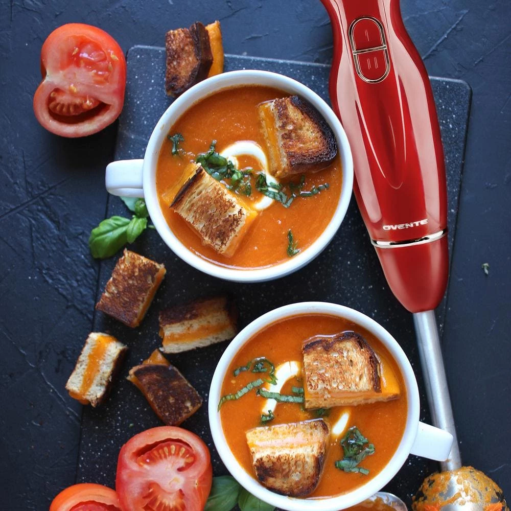 OVENTE Immersion Blender, Stainless Steel Blades, 300W Multipurpose Hand Mixer, 2-Speed Settings, Red (HS560R) 13 OVENTE Immersion Blender, Stainless Steel Blades, 300W Multipurpose Hand Mixer, 2-Speed Settings, Red (HS560R) - Image 11