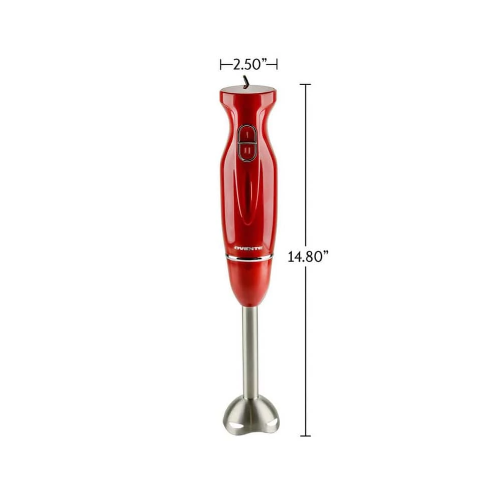 OVENTE Immersion Blender, Stainless Steel Blades, 300W Multipurpose Hand Mixer, 2-Speed Settings, Red (HS560R) 6 OVENTE Immersion Blender, Stainless Steel Blades, 300W Multipurpose Hand Mixer, 2-Speed Settings, Red (HS560R) - Image 4