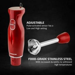 OVENTE Immersion Blender, Stainless Steel Blades, 300W Multipurpose Hand Mixer, 2-Speed Settings, Red (HS560R) 17 OVENTE Immersion Blender, Stainless Steel Blades, 300W Multipurpose Hand Mixer, 2-Speed Settings, Red (HS560R) -Air Fryers shop red ovente immersion blenders hs560r c3 1000