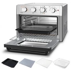 Cadeninc 23 qt. Silver Stainless Steel Air Fryer Toaster Oven with Roast, Bake, Broil, Reheat, Accessories and E-Recipes Include 12 Cadeninc 23 qt. Silver Stainless Steel Air Fryer Toaster Oven with Roast, Bake, Broil, Reheat, Accessories and E-Recipes Include -Air Fryers shop silver air fryers arg lqw1 a23w 1f 1000