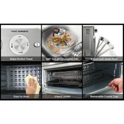 Unbranded 24.5 qt. Silver Air Fryer Oven Countertop Toaster Oven Stainless Steel Geek Chef with 3-Rack Levels and 16 Preset Modes -Air Fryers shop silver air fryers ec afs 4241 4f 1000