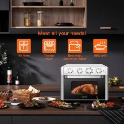 Boyel Living 24 qt. Silver Air Fryer with Multi-function Including Bake, Grill, Roast, Defrost and Fruit Dry -Air Fryers shop silver boyel living air fryers gbk ka23w 40 1000