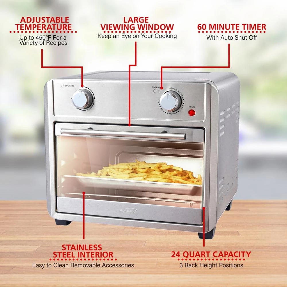 Brentwood 1700 Watt 24 qt. Convection Air Fryer Toaster Oven in Silver 6 Brentwood 1700 Watt 24 qt. Convection Air Fryer Toaster Oven in Silver - Image 4