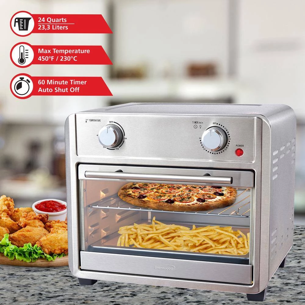Brentwood 1700 Watt 24 qt. Convection Air Fryer Toaster Oven in Silver 4 Brentwood 1700 Watt 24 qt. Convection Air Fryer Toaster Oven in Silver - Image 2