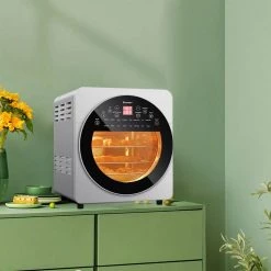 Costway 15.5 qt. Silver 16-in-1 Air Fryer Oven Toaster Oven Rotisserie Dehydrator with Accessories -Air Fryers shop silver costway air fryers ep24760sl 4f 1000