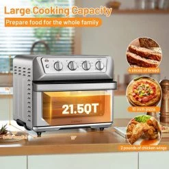 Costway 21.5 qt. Silver Air Fryer Toaster Oven 1800-Watt Countertop Convection Oven with Recipe 13 Costway 21.5 qt. Silver Air Fryer Toaster Oven 1800-Watt Countertop Convection Oven with Recipe -Air Fryers shop silver costway air fryers es10044us 4f 1000