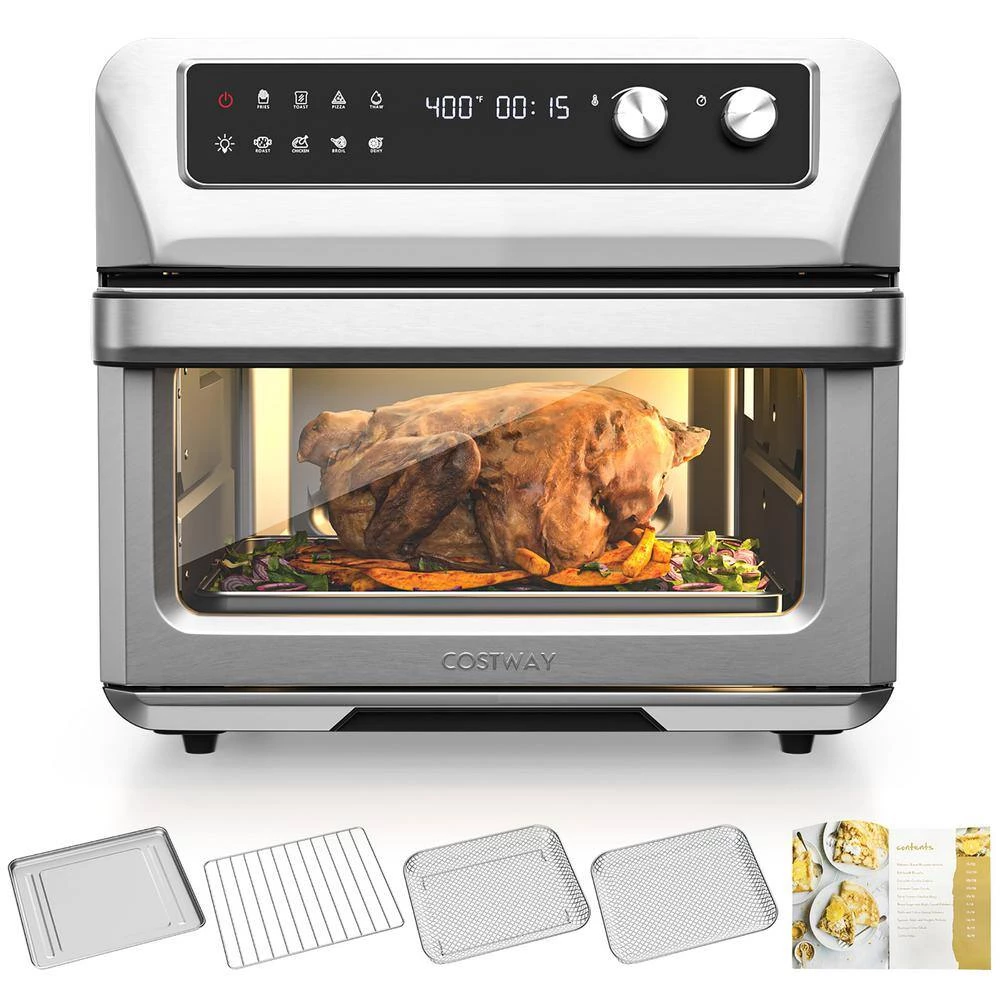 Costway 21 qt. Silver Convection Air Fryer Toaster Oven 8-in-1 w/5 Accessories and Recipe 5 Costway 21 qt. Silver Convection Air Fryer Toaster Oven 8-in-1 w/5 Accessories and Recipe - Image 3