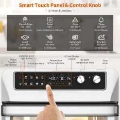 Costway 21 qt. Silver Convection Air Fryer Toaster Oven 8-in-1 w/5 Accessories and Recipe 18 Costway 21 qt. Silver Convection Air Fryer Toaster Oven 8-in-1 w/5 Accessories and Recipe -Air Fryers shop silver costway air fryers es10091us sl 1f 1000