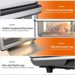 Costway 21 qt. Silver Convection Air Fryer Toaster Oven 8-in-1 w/5 Accessories and Recipe 15 Costway 21 qt. Silver Convection Air Fryer Toaster Oven 8-in-1 w/5 Accessories and Recipe -Air Fryers shop silver costway air fryers es10091us sl 66 1000